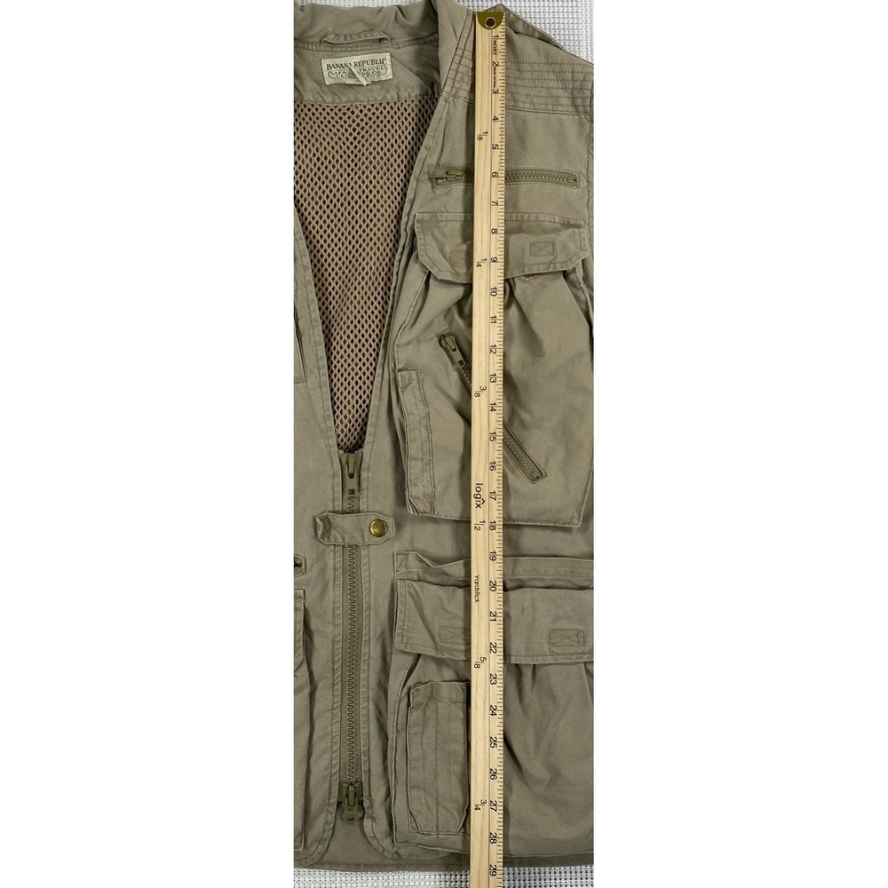 Vintage Banana Republic Safari Travel Vest Multiple Pockets Beige Men's Large - Picture 3 of 5